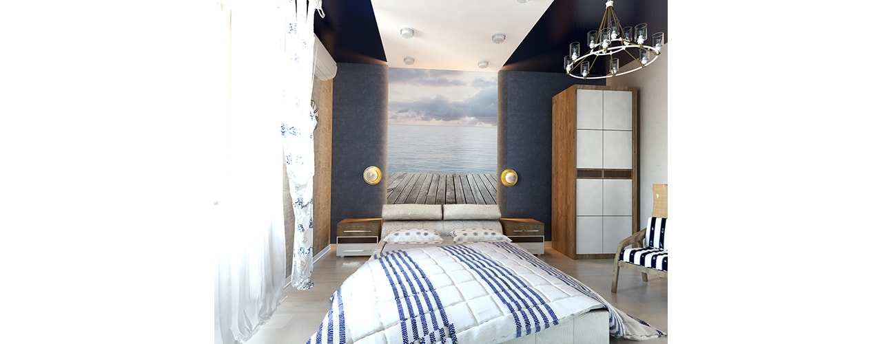Дизайн спальня морской стиль